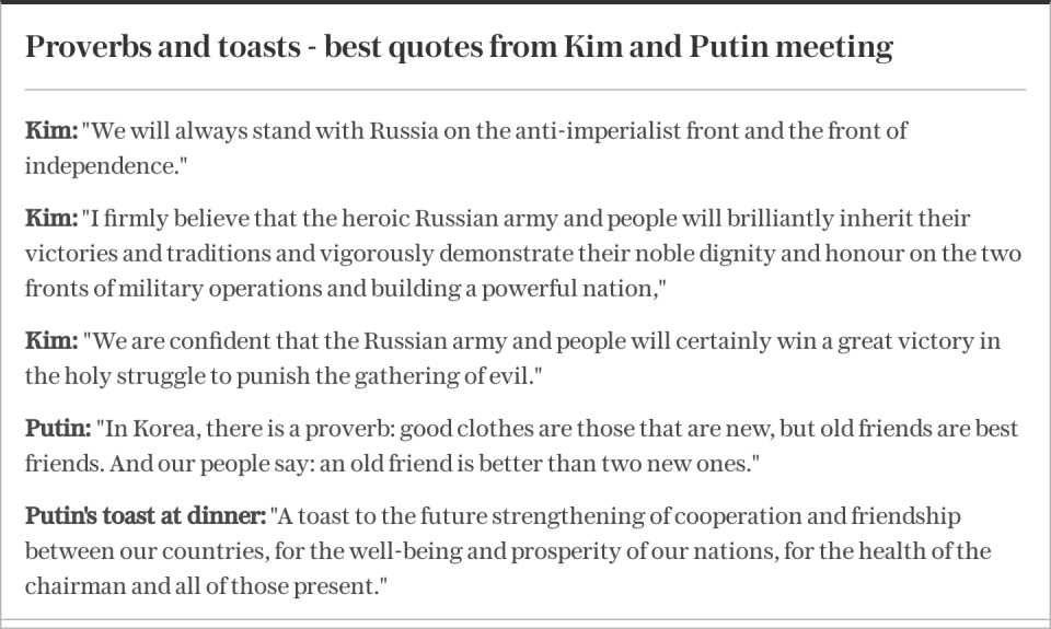 Best quotes from Kim Jong-un and Putin