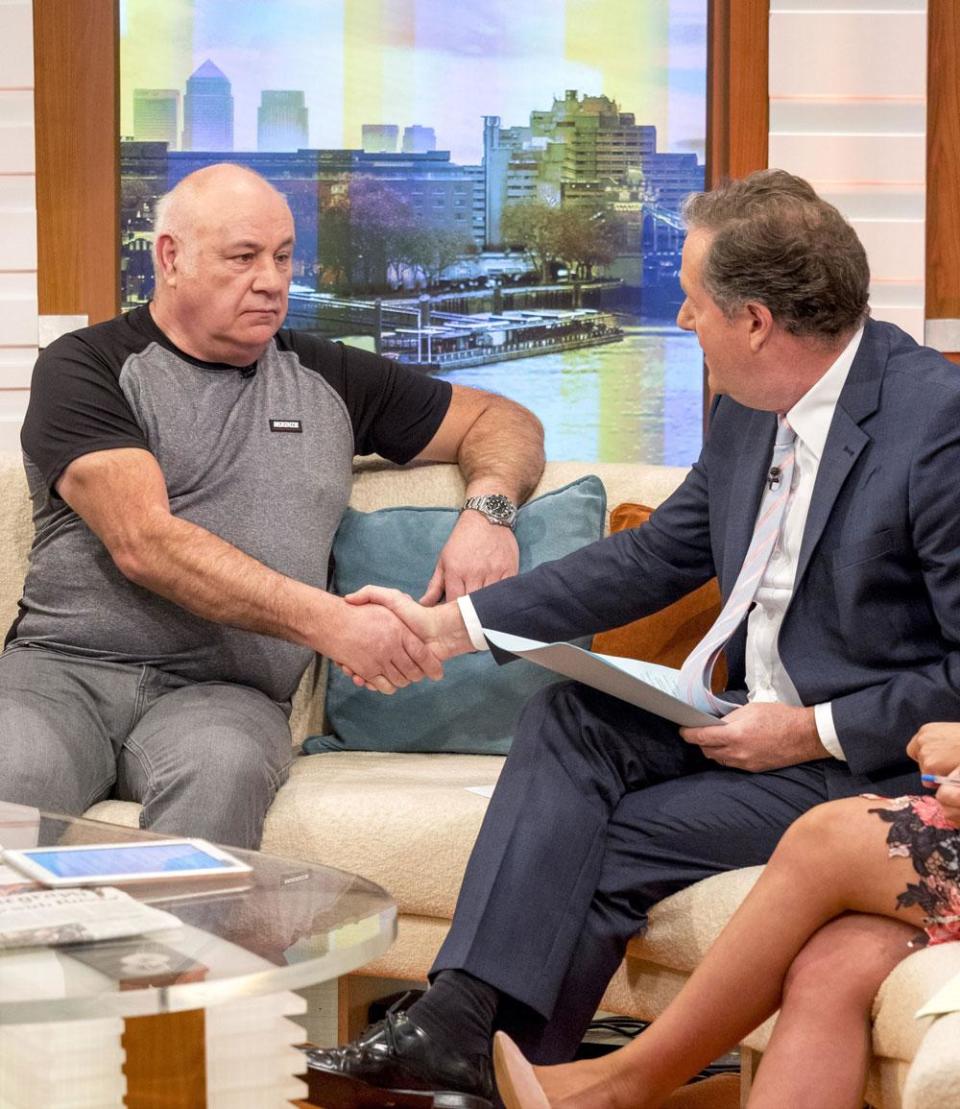 Guest: Piers Morgan and Bob Curry shake hands on Good Morning Britain (Ken McKay/ITV/REX)