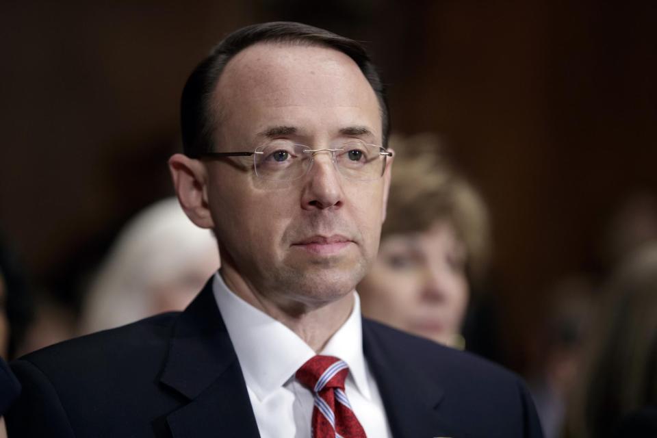 Rod Rosenstein en Capitol Hill durante su audiencia de confirmación ante el Comité Judicial del Senado. (AP)