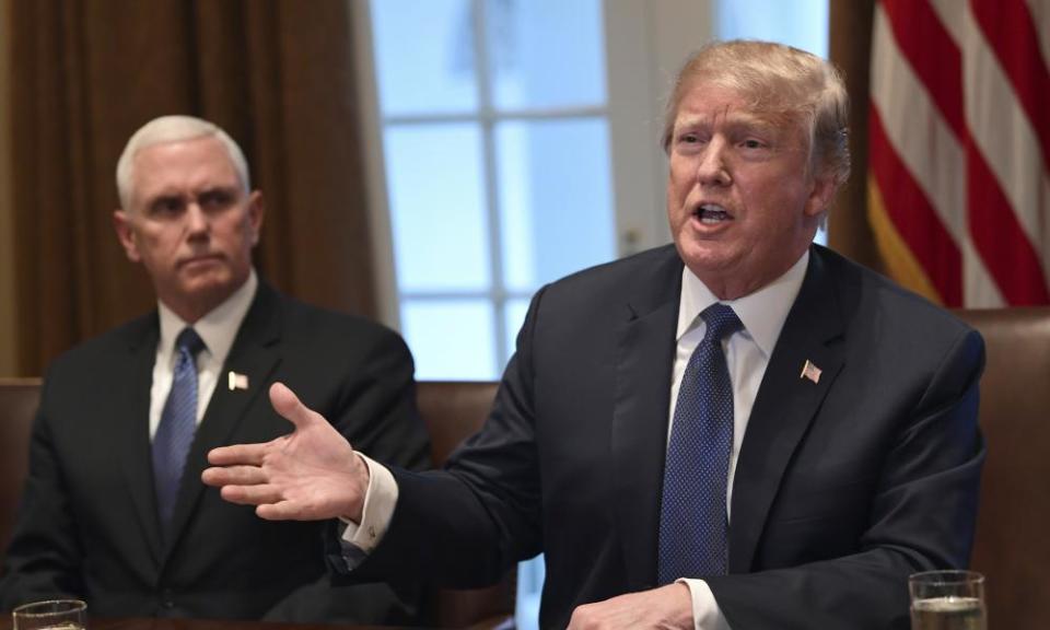 Righthand man: Donald Trump speaks in the Cabinet Room of the White House, in June 2018.