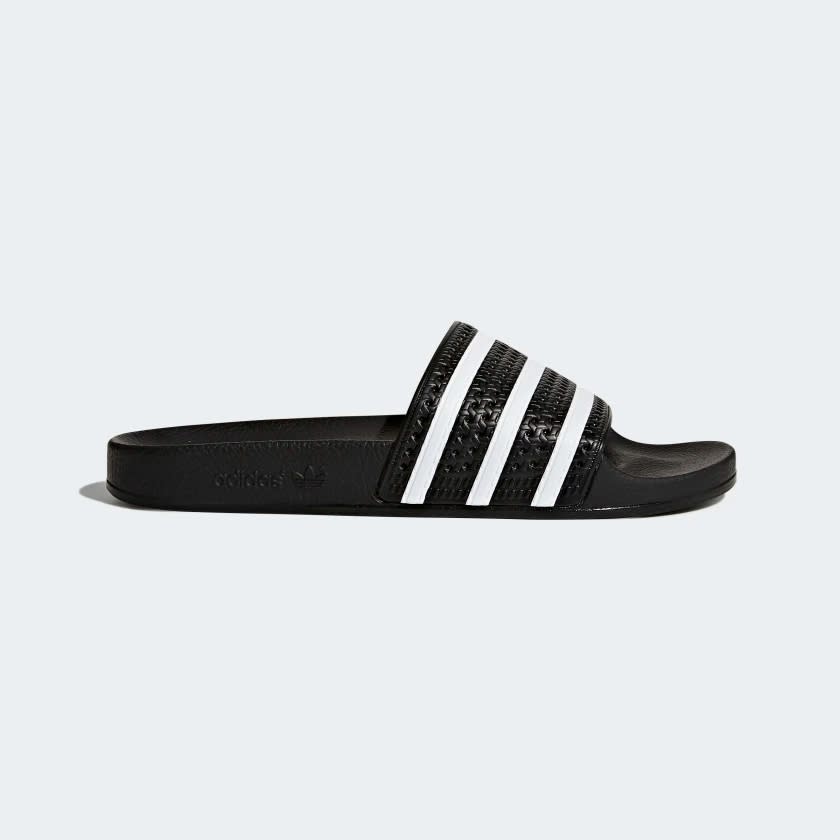 Adidas Adilette Slides in black and white