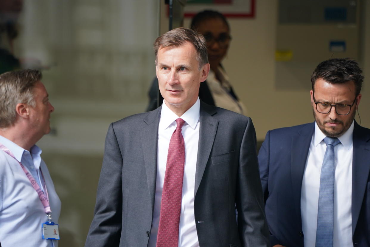 Chancellor of the Exchequer Jeremy Hunt leaves the UK Covid-19 Inquiry at Dorland House in London, during its first investigation (Module 1) examining if the pandemic was properly planned for and 
