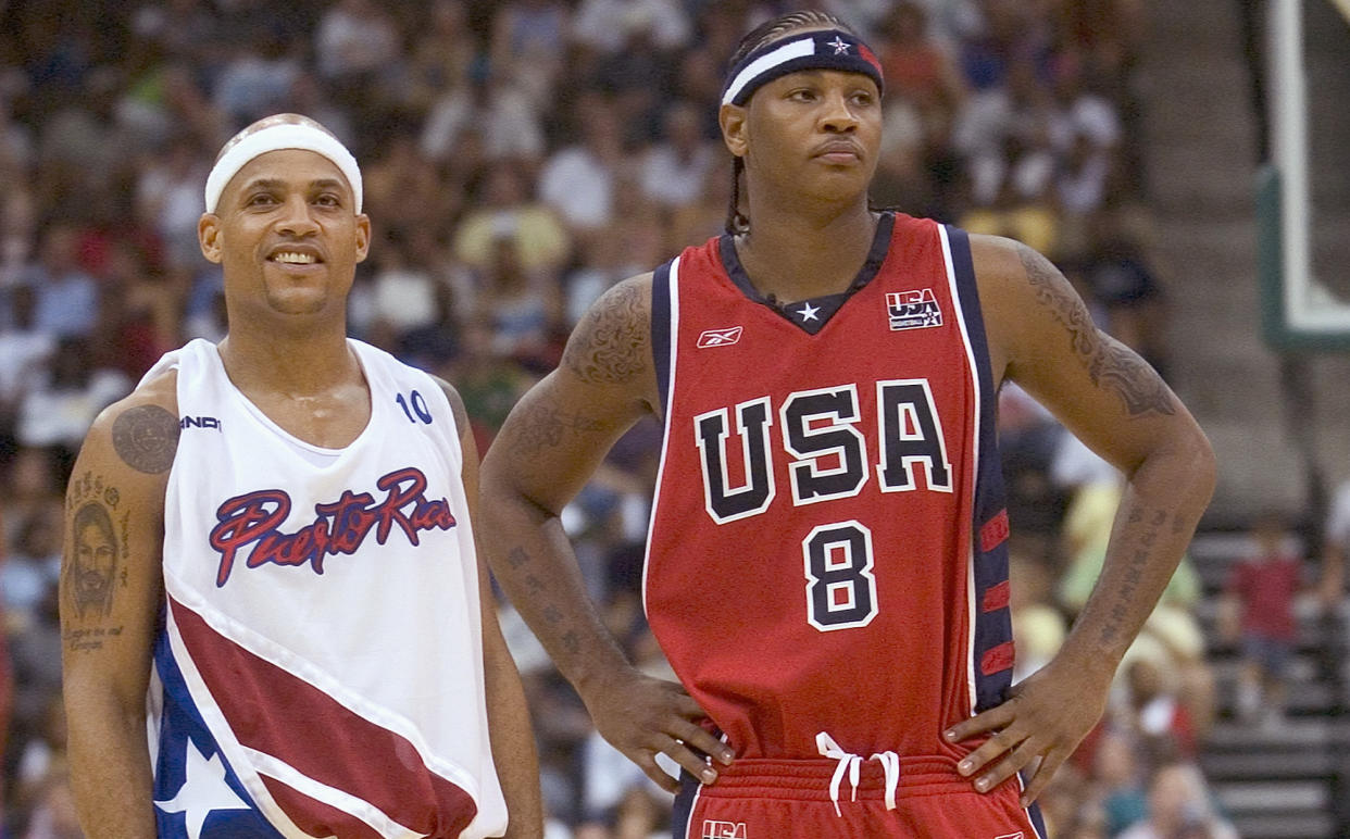 Carmelo Anthony faced the Puerto Rican national team as a member of USA Basketball in 2004. (Getty Images)