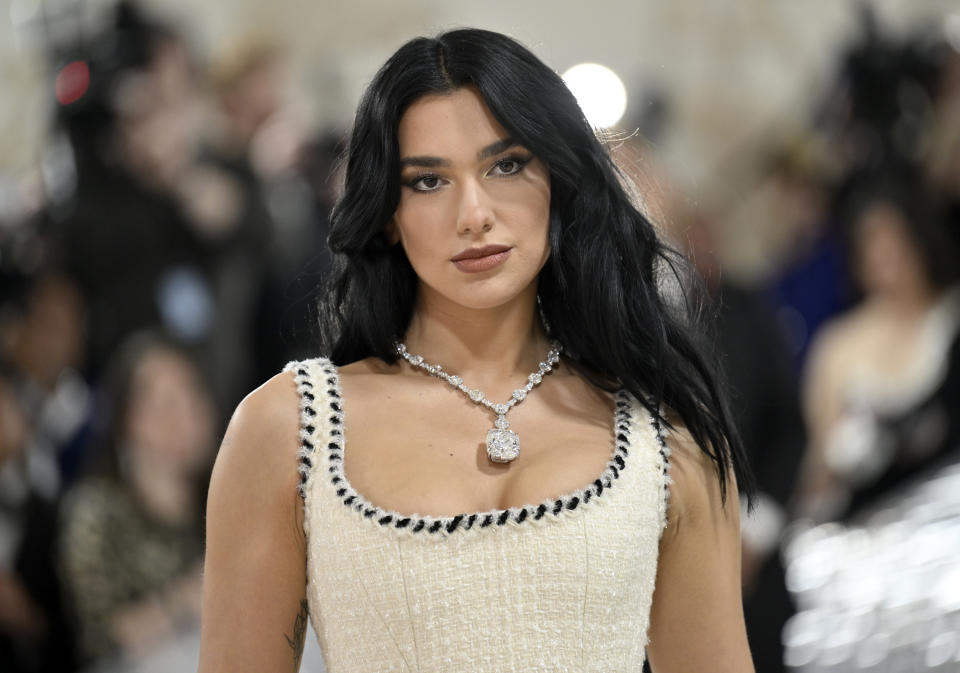 Dua Lipa attends The Metropolitan Museum of Art's Costume Institute benefit gala celebrating the opening of the "Karl Lagerfeld: A Line of Beauty" exhibition on Monday, May 1, 2023, in New York. (Photo by Evan Agostini/Invision/AP)