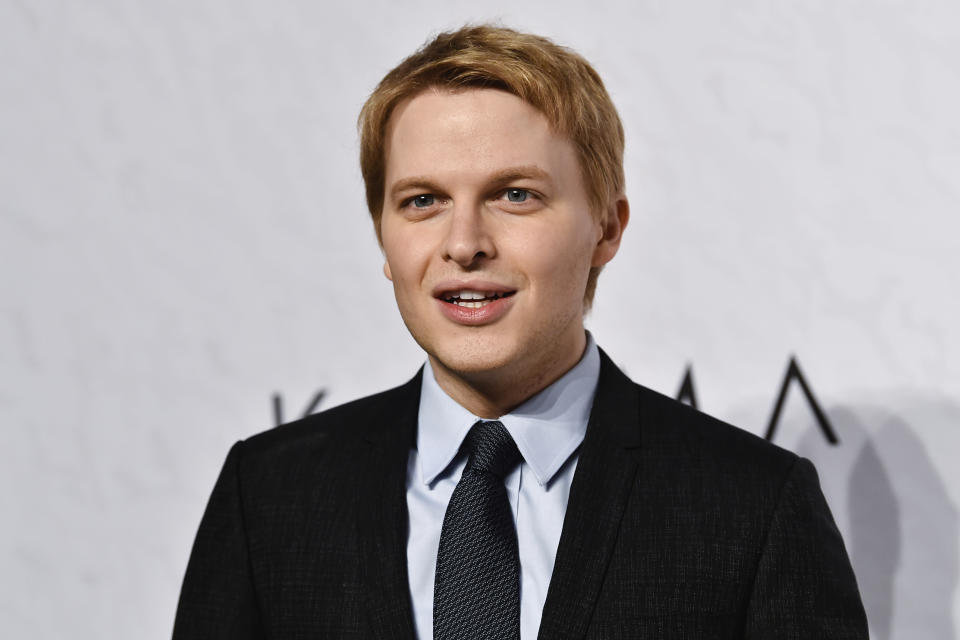 FILE - In this April 13, 2018 file photo, Ronan Farrow attends Variety's Power of Women event in New York. Farrow’s new book is being sold in Australia despite threats of defamation lawsuits that the Pulitzer-winning journalist believes led some Australian retailers to drop the bestseller. (Photo by Evan Agostini/Invision/AP, File)