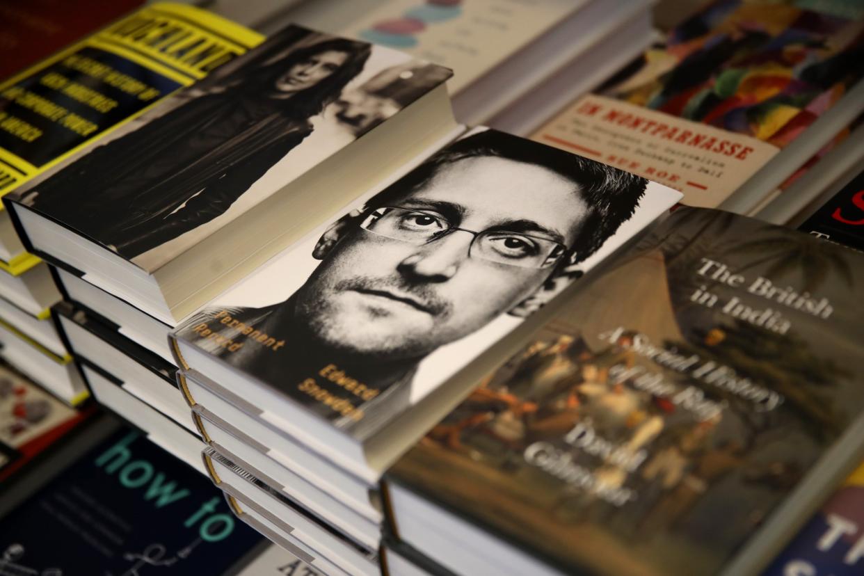 Copies of Edward Snowden's book Permanent Record on sale in a bookshop in San Francisco, California: Getty Images
