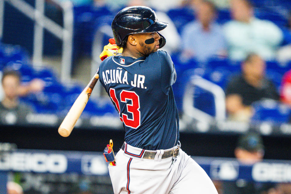 Ronald Acuña Jr. #13 of the Atlanta Braves is a fantasy star