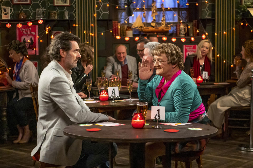 Franc (Alan Bayer) meets his match in Mrs Brown.