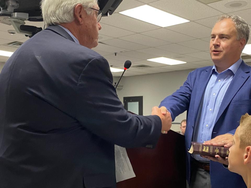 Josh Brown is sworn into his new position as Williamson County board of education member representing District 4.