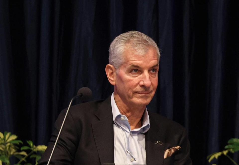 Board Member Marc Sarnoff listens during the FIU Board of Trustees meeting on Thursday, April 27, 2023, at Graham Center Ballroom at Florida International University main campus.