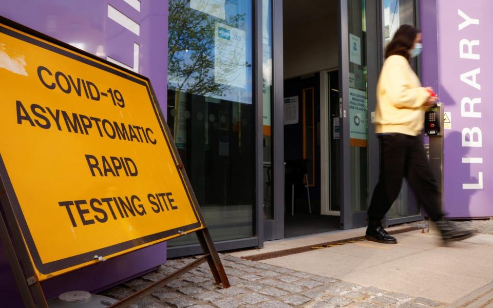 A Covid testing centre in Barnet, north London, set up after the emergence of South African variant cases - John Sibley/Reuters