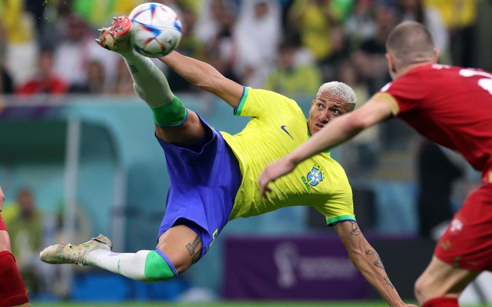 Brazil's Richarlison scores their second goal - Amanda Perobelli/Reuters