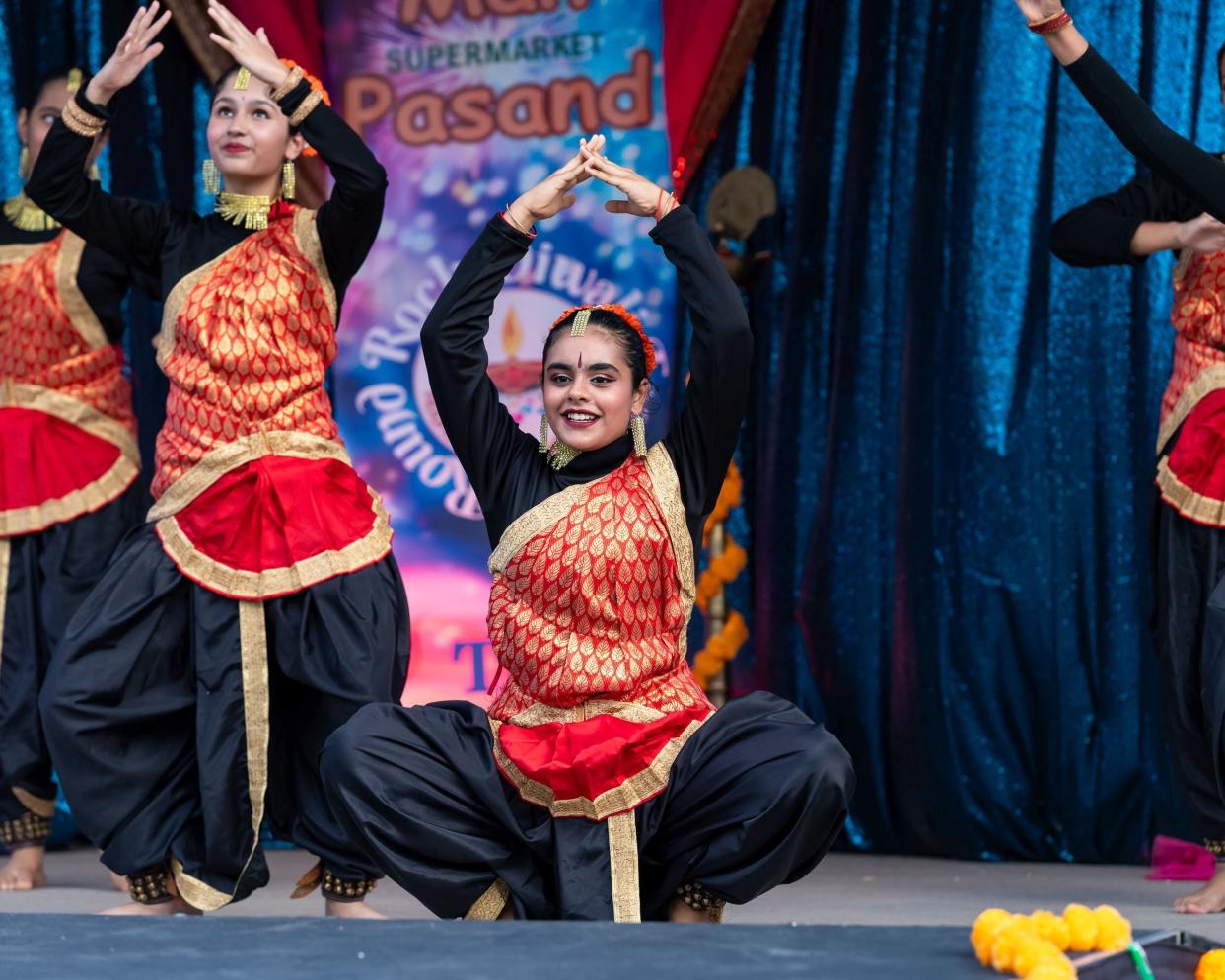 Anshikha performs with dancers from the Sargam Dance School during the Round Rock Diwali Festival in October.