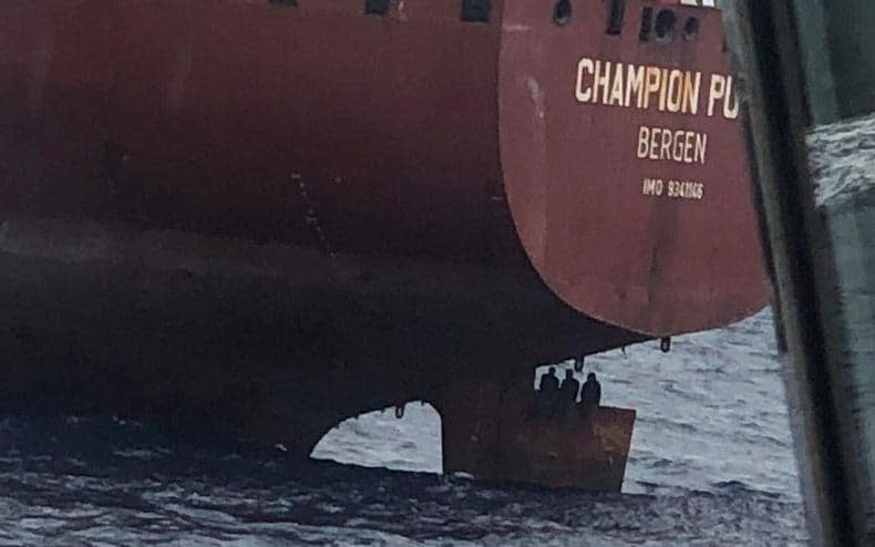 Hidden for ten days behind the helm of Bergen oil tanks, - Terrible to see that people are so desperate in the pursuit of a better life, says chairman of the board of Champion Tankers, Karl L. Kvalheim., , blind passengers at the helm. Photo: Unknown, , When the ship "Champion Pula" arrived in Las Palmas, four men from Nigeria were discovered sitting at the helm., , It was NRK that first told the story of the blind passengers on the Bergen oil tanker., , valheim in Champion Tankers tells BT that the four men had been hiding in a cavity behind the helm for ten days., , According to NRK , the ship had unloaded in Lagos, Nigeria, and was on its way to Herøya in Porsgrunn to load liquid manure. - News Scans/News Scans