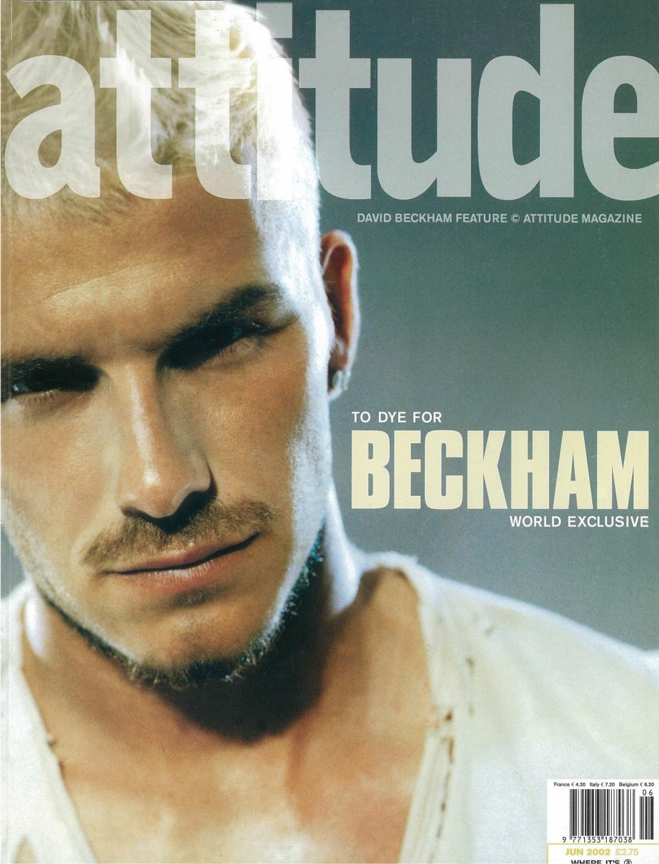 The famous Attitude magazine cover featuring David Beckham from 2002. (Attitude)