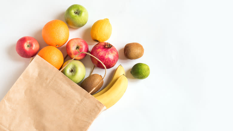 Assortment of fruits in bag