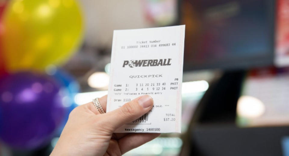 A Powerball QuickPick ticket shown ahead of Thursday's $100 million jackpot.