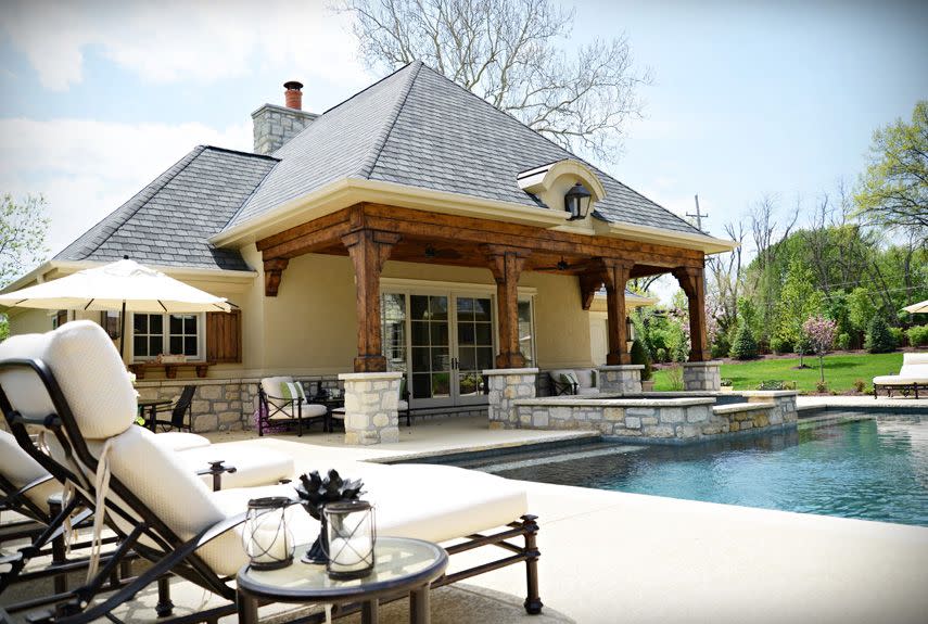 Stone-and-Timber Pool House