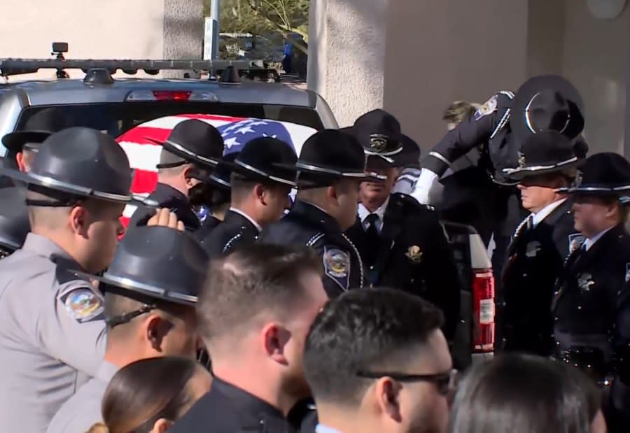 Funeral procession for Trooper Alberto Felix who was killed in the line of duty. (KLAS)