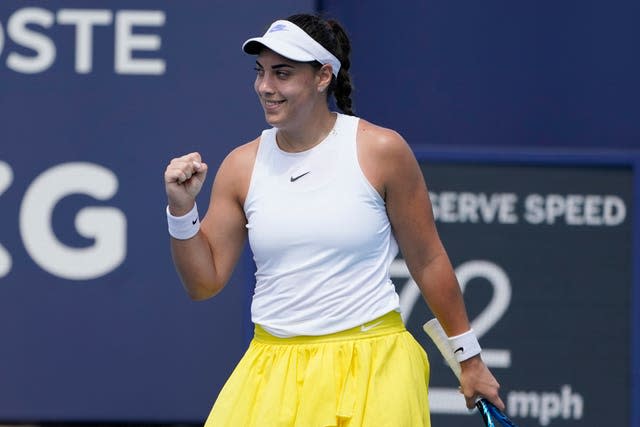 Ana Konjuh celebrates her landmark win over Madison Keys