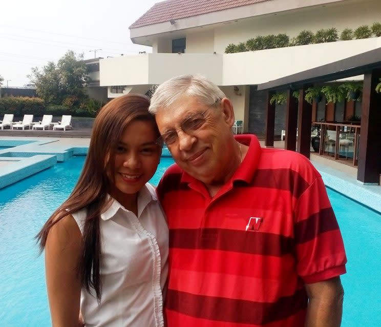 Happy ever after? Ron Sheppard pictured with Cristel Marquez, set to be his ninth bride. (SWNS)