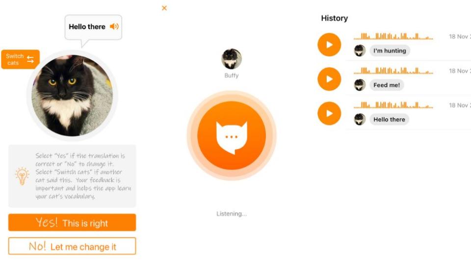 Una vista de la app MeowTalk