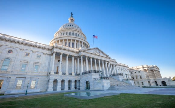 The facade of the Capital building in Washington, D.C.