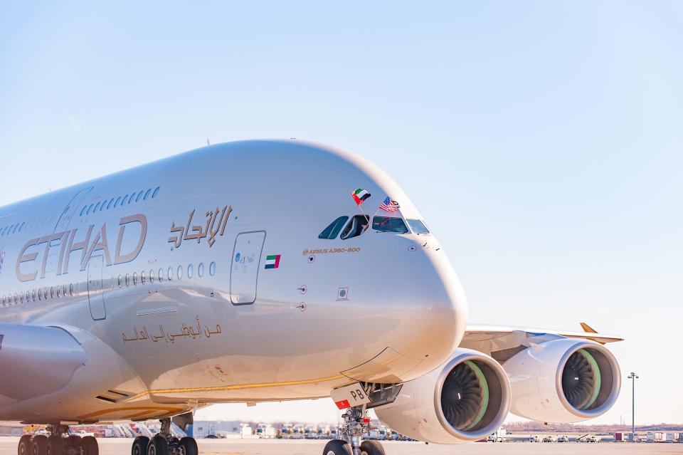 Etihad Airways A380 JFK Flags