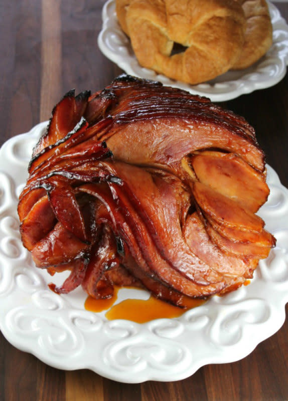 <p>Miss In The Kitchen</p><p>This Peach and Ginger Glazed Ham is going to steal the show at your next holiday dinner, with a tried-and-true four-ingredient glaze that couldn’t be any easier. </p><p><strong>Get the recipe: <a href="http://www.missinthekitchen.com/peach-and-ginger-glazed-honey-ham/" rel="nofollow noopener" target="_blank" data-ylk="slk:Peach and Ginger Glazed Ham;elm:context_link;itc:0;sec:content-canvas" class="link ">Peach and Ginger Glazed Ham</a></strong></p><p><strong>Related: <a href="https://www.yahoo.com/lifestyle/14-festive-yule-log-cakes-022721172.html" data-ylk="slk:14 Festive Yule Log Cakes That Will Instantly Elevate Your Holiday Tablescape;elm:context_link;itc:0;sec:content-canvas;outcm:mb_qualified_link;_E:mb_qualified_link;ct:story;" class="link  yahoo-link">14 Festive Yule Log Cakes That Will Instantly Elevate Your Holiday Tablescape</a></strong></p>