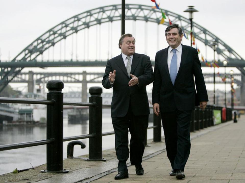 John Prescott and Gordon Brown in Newcastle to campaign for a yes vote in 2004.