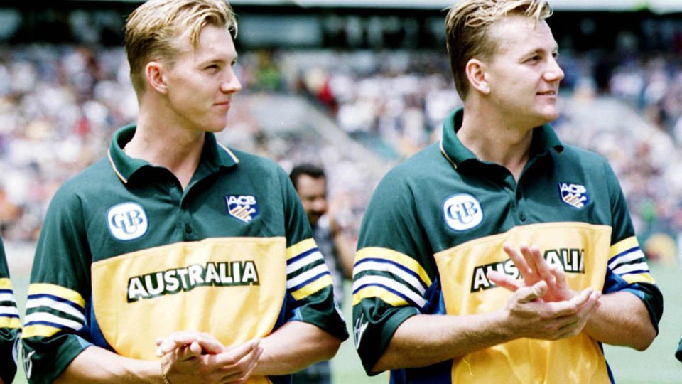 Brett and Shane Lee, pictured here before a one-day international for Australia. 