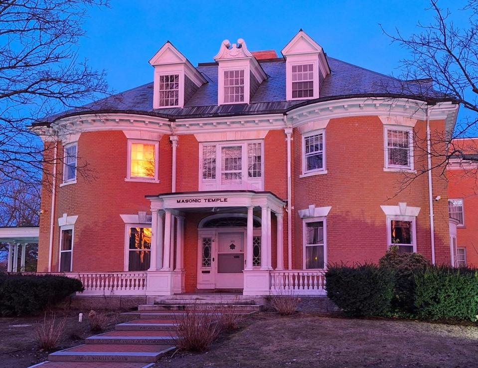 The home of Portsmouth socialite Marion Hackett was built for her family in 1892 at the corner of Middle Street and Miller Avenue. Purchased by the Masons (St. John’s Lodge No. 1) in 1920, the building was designed by Boston architect Harry B. Ball.