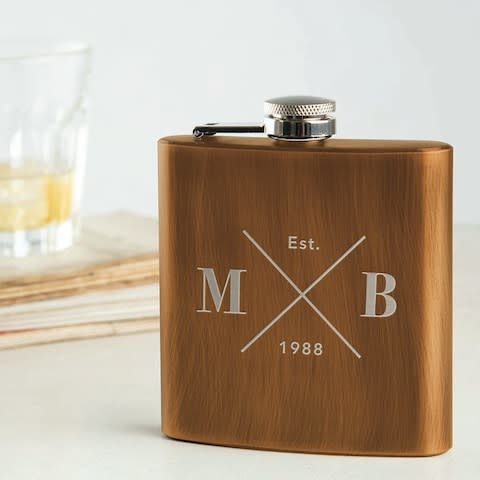 Dust and Things personalised engraved hip flask - Credit: Notonthehighstreet.com