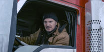 This image released by Netflix shows Liam Neeson in a scene from "The Ice Road." (Allen Fraser/Netflix via AP)