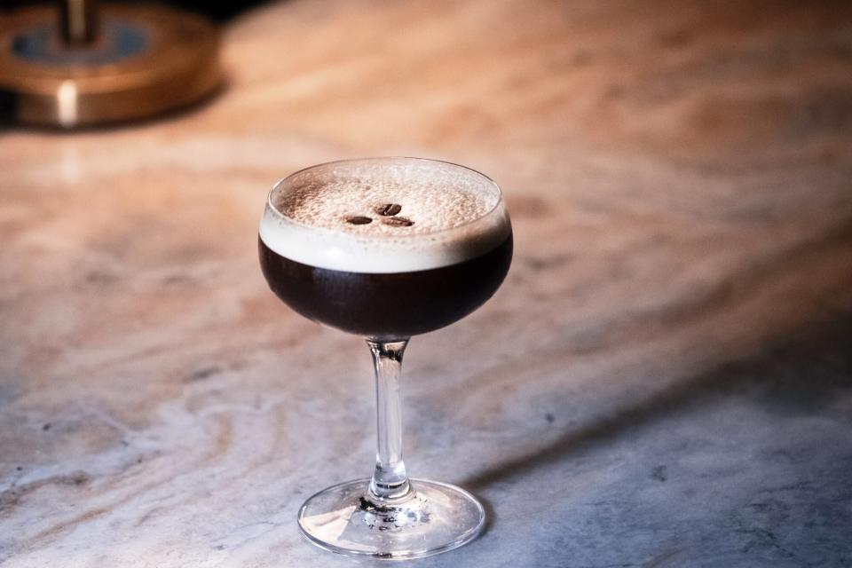 espresso martini on bar counter