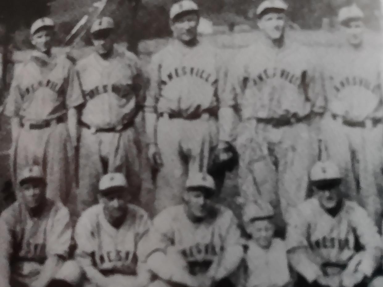 Jim Thorpe, the great Native American athlete (center in the second row), played for the Zane Gray's baseball team for part of the 1925 season.