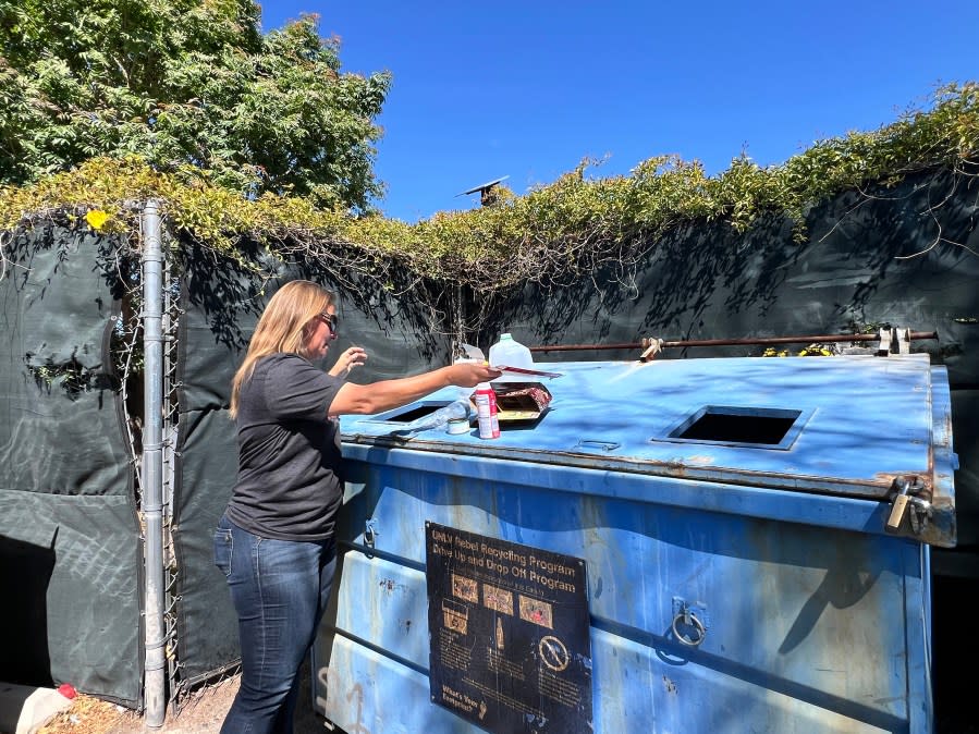 UNLV’s drive up and drop-off recycling location for apartment residents in Las Vegas valley (KLAS)