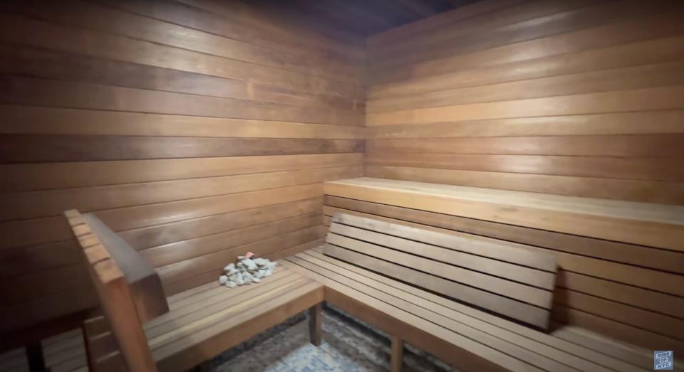 A sauna in the basement of Aaron Rodgers' New Jersey home.