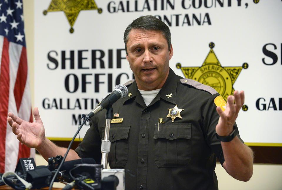 Gallatin County Sheriff Brian Gootkin answers questions during a press conference on May 25 in Bozeman, Mont. (Photo: Rachel Leathe /Bozeman Daily Chronicle via AP)