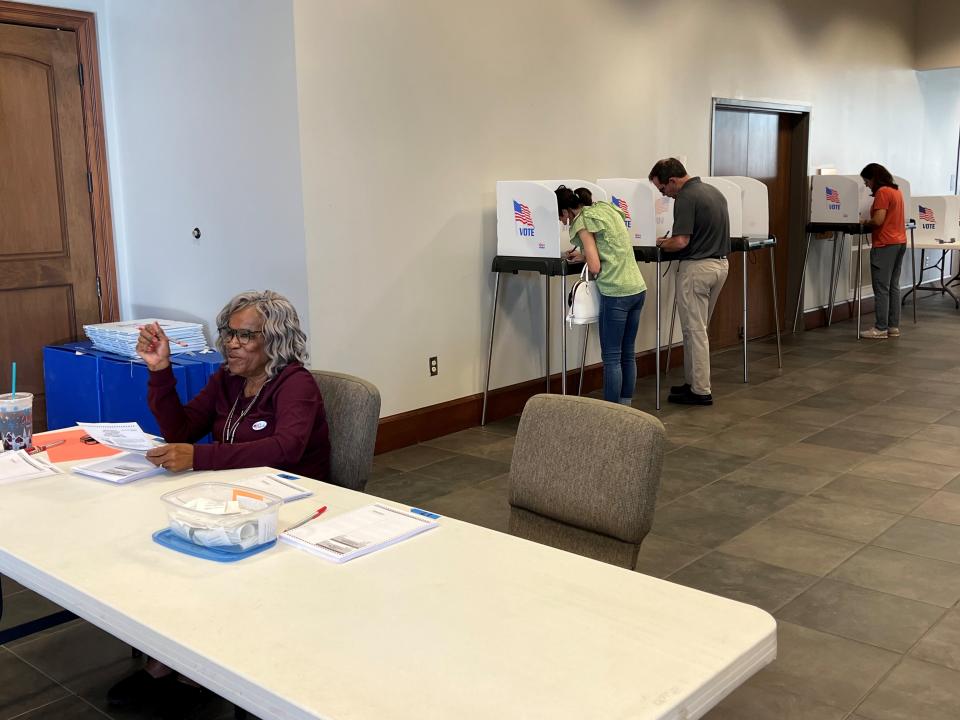 Voters cast their ballots at Highland Colony Baptist Church in Ridgeland on Tuesday.