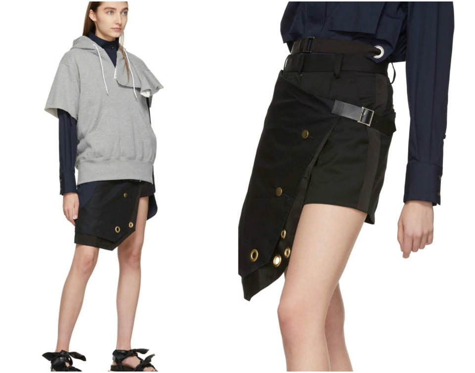 ‘Black & Navy Gabardine Shorts’ by Sacai