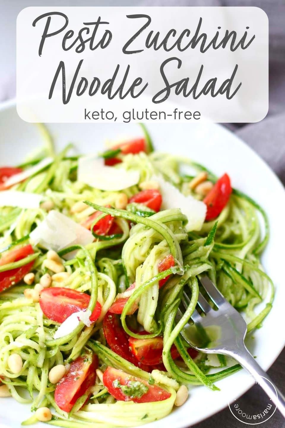 pesto zucchini noodle salad