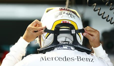 Germany Formula One - F1 - German Grand Prix 2016 - Hockenheimring, Germany - 30/7/16 - Mercedes' Lewis Hamilton before practice. REUTERS/Ralph Orlowski