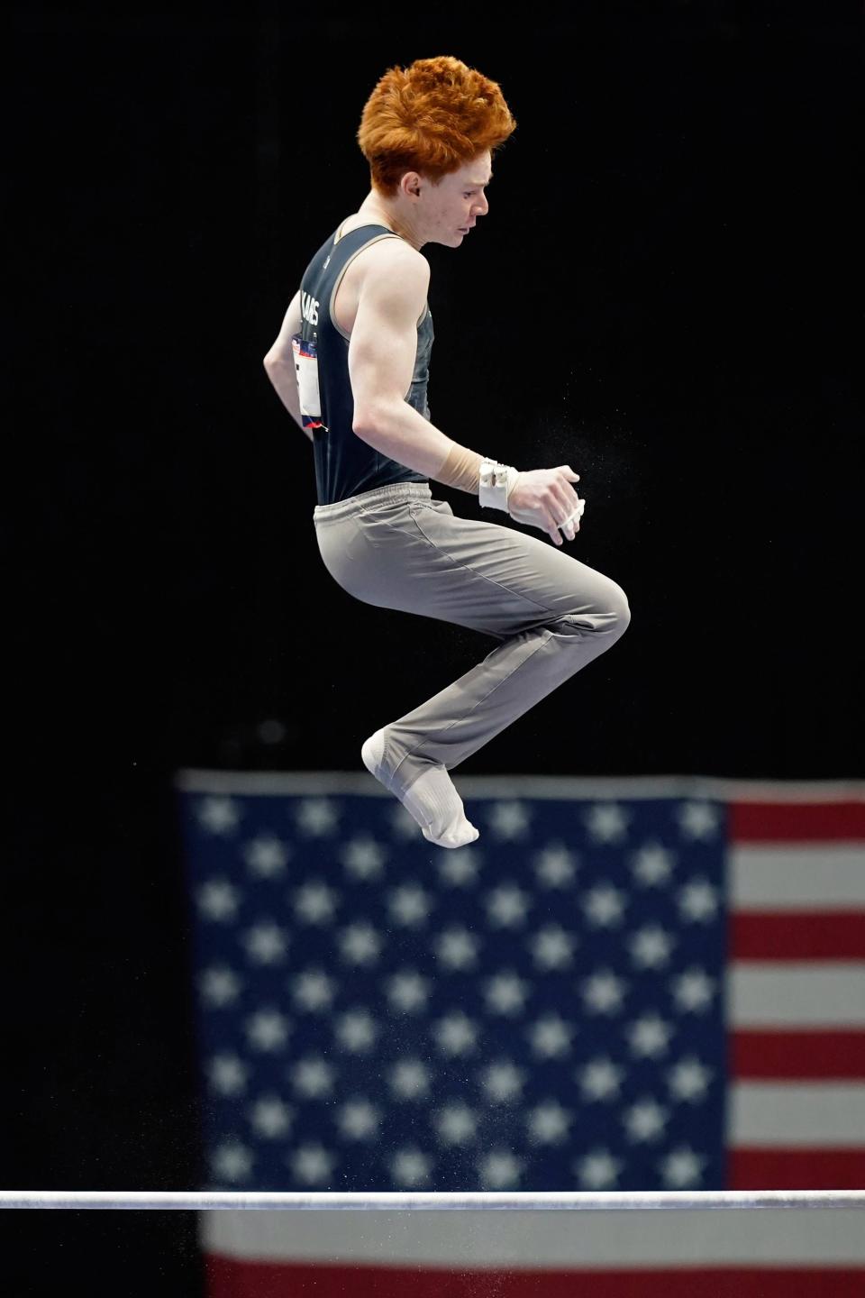 Joshua Karnes, of Penn State, competes on the high bar during the 2022 U.S. Gymnastics Championships Aug. 18 in Tampa, Fla. Karnes recently placed fourth in the all-around during the NCAA Division I Men's Gymnastic Championships at Penn State's Rec Hall.