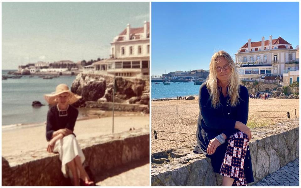 Pippa de Bruyn recreating a photo of her mother in Portugal, 1975