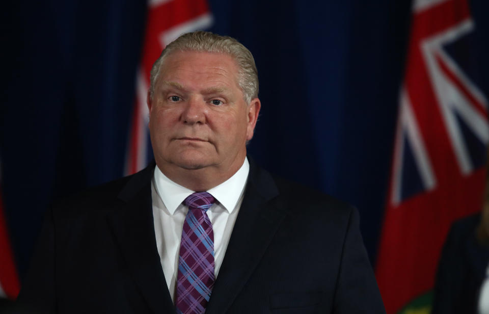 TORONTO, ON- JUNE 5  -  Premier Doug Ford is joined by Christine Elliott, Deputy Premier and Minister of Health, Rod Phillips, Minister of Finance, and Victor Fedeli, Minister of Economic Development, Job Creation and Trade hold their daily press conference  in Toronto. June 5, 2020.        (Steve Russell/Toronto Star via Getty Images)