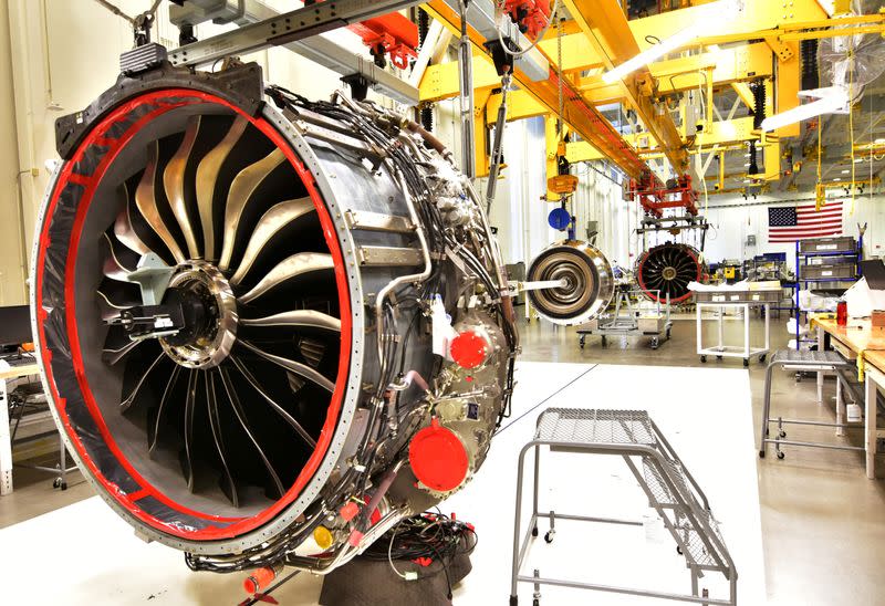 FILE PHOTO: Technicians build LEAP engines for jetliners at a new, highly automated General Electric (GE) factory in Lafayette