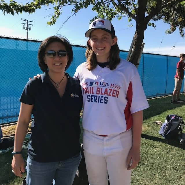 Kim Ng, then an MLB executive, met Maggie Foxx at a Trailblazer Series event. (Photo courtesy Maggie Foxx)