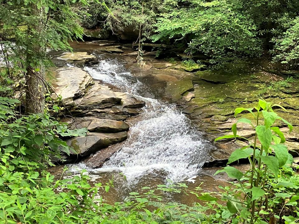 Waterfalls can be found along the Rail Trail in Hawks Nest State Park in West Virginia.