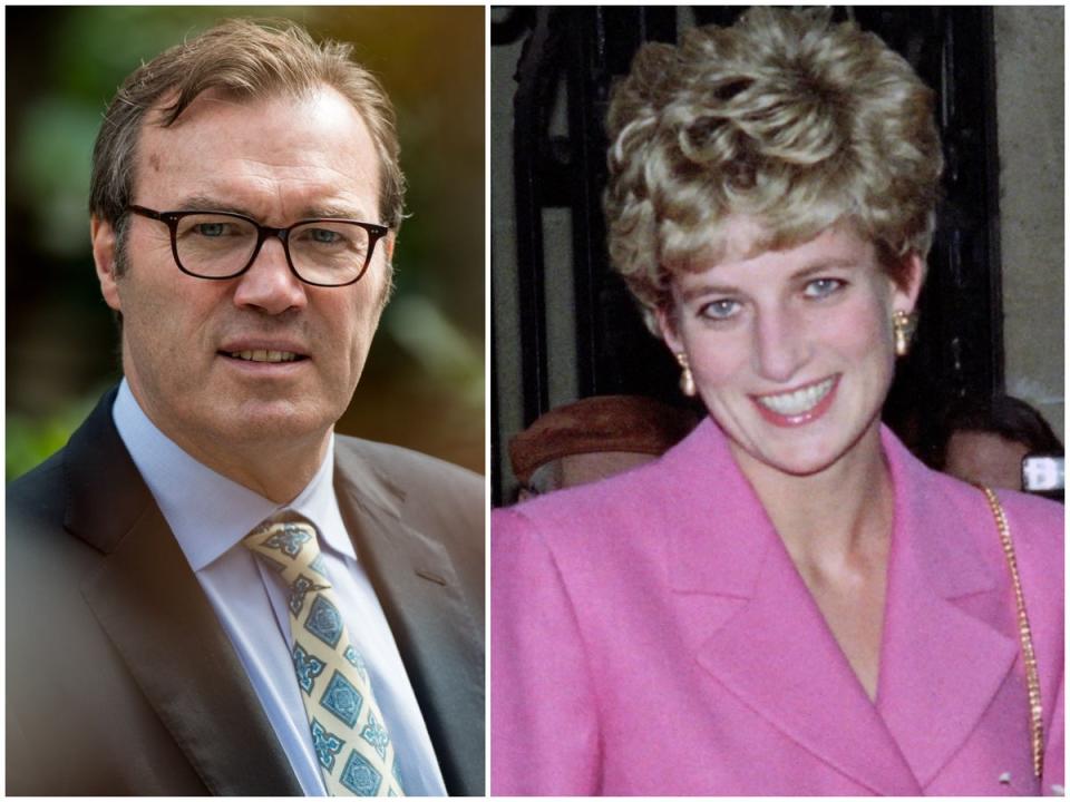 Andrew Morton (left) in 2017, and Diana, Princess of Wales (right) in 1992 (Getty)